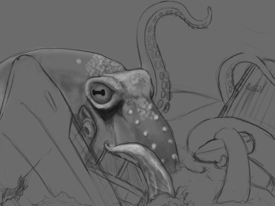 Giant Octopus - beginnings illustration photoshop