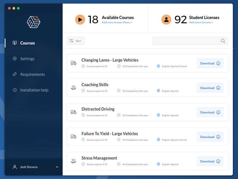 eLearning Installer App interface ux ui