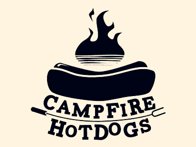 Campfire Hotdogs food illustrator logo practice