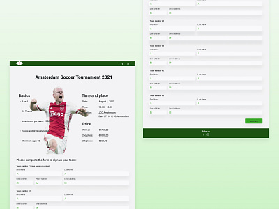 Sign up screen - Soccer Tournament - Web