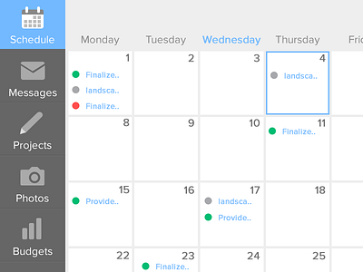 Geared Up on Dribbble app calendar communication construction management schedule tablet ui