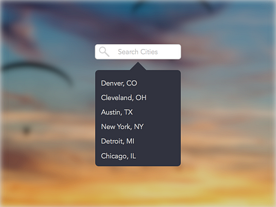Drop Down Feature cities drop down search