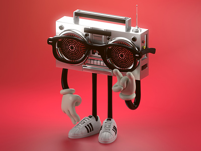 Rock (boom) Box 3d 3d art adidas arnold render c4d character design design hip hop illustration render run dmc superstar