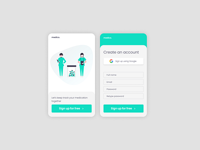 Medico. Sign up UI - Daily UI 001 app dailyui day1 signup ui ux