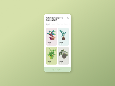 Online tree/plant store's product page ui bonsai e commerce app e commerce shop tree ui