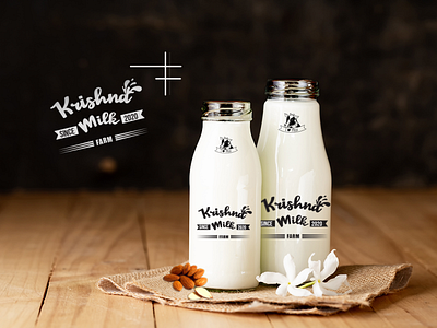 Branding For Krishna Milk Farm banner ads branding design illustrator logo masking photoshop social media ui vector