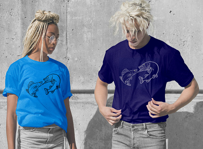 T-Shirts Mockup Fish design fish illustration logo t shirt