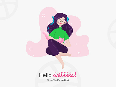 Hello Dribbble abstract adobe illustrator artwork cat design dribbble girl hello hello dribbble illustration kitty vector