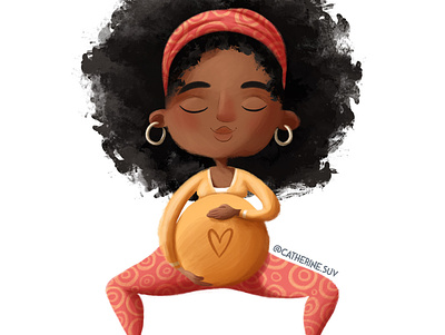Cute pregnant girl doing yoga. Cute illustration prenatal yoga. animation bookillustration characterdesign childrenbook cutecharacter design illustration illustrations prenatal yoga