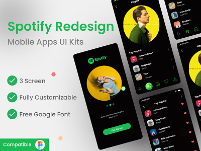 Spotify Redesign Challenge App UI Kits