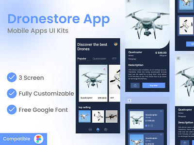 Dronestore apps ui kits app concept drone