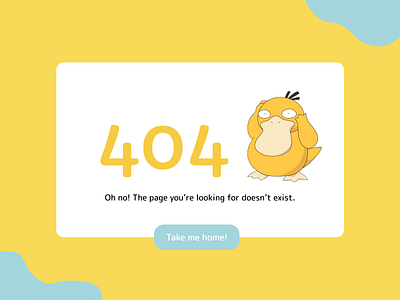 404 page | UI Challenge 404 404 error 404 error page 404 page app daily ui dailyui design error figma figmadesign minimal pokemon psyduck ui ux