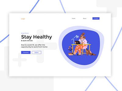 Remote service app branding design illustration minimal typography ui ux web website