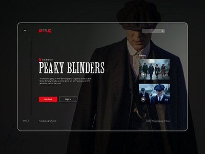 Peaky Blinders - Netflix redesign design landing design minimal movie movie poster redesign tv tv series tv show tv shows ui ux web website