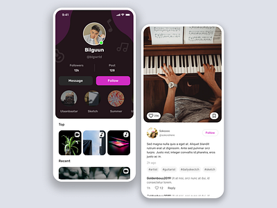 Musicians network app - Profile design | Daily UI #5