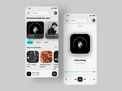 Music App Concept | Daily UI challenge app dailyui dailyuichallenge design illustration minimal music musicapp musician typography ui ux website