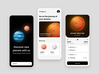 Space travel concept app branding design illustration minimal ui