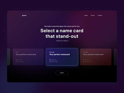 Glass-card ordering concept