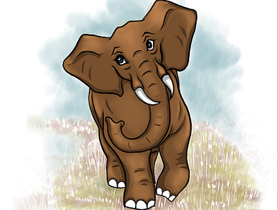 Personal project on International Elephant Day illustration wacom