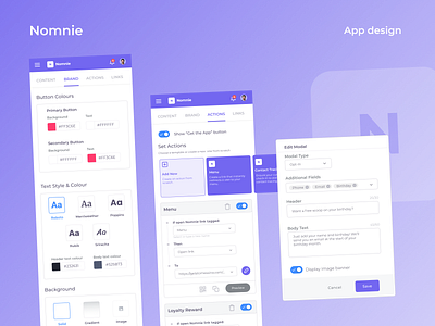 Nomnie - App Design branding design illustration platform typography ui ux web