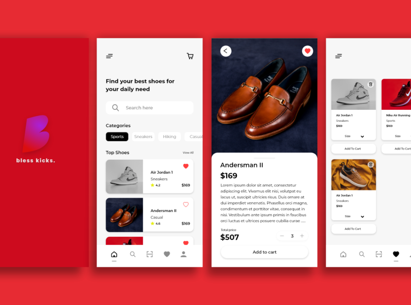 UI Design Shoes Store Mobile APP (Bless Kicks.) by Rizal Farhan on