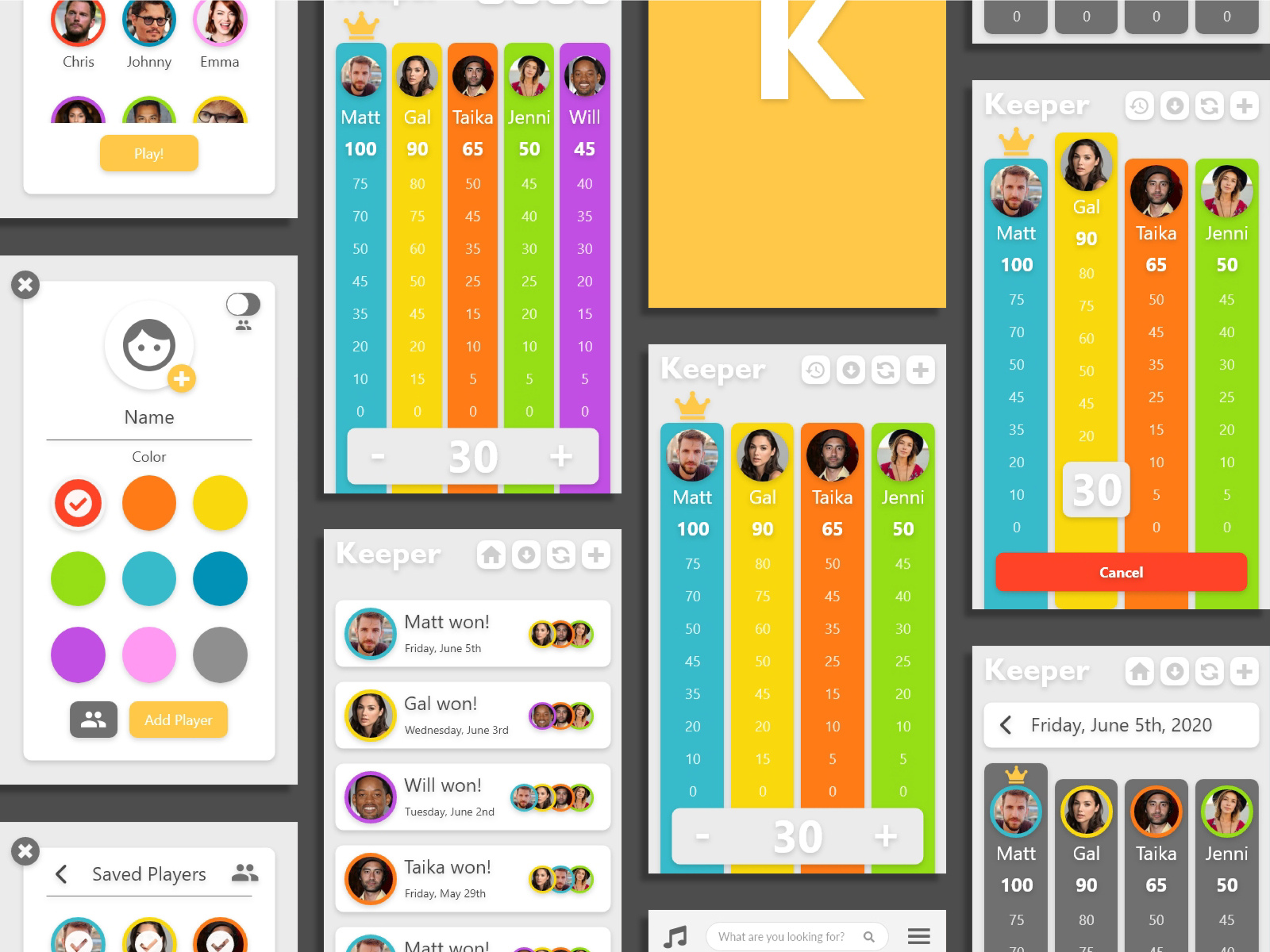 Keeper Tabletop Game Scorekeeper App by Jacob Wilcox on Dribbble