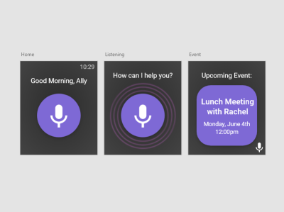Voice Calendar Watch Interface ui uidesign ux uxdesign voice assistant watch wearable wearable tech