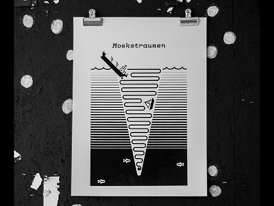 Moskstraumen black and white norway sailboat screenprint ship silkscreen