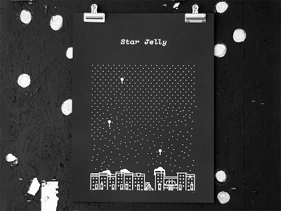 Star Jelly black and white illustration jelly philadelphia poster row home stars