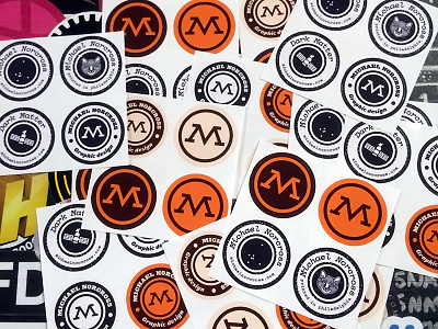 Stickers branding cat logo monogram moo orange self promo stickers