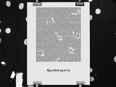 Myodesopsia black and white illustration poster screen print screen printing silk screen text