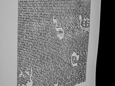 Myodesopsia detail black and white eye floater poster printmaking screen print screen printing silk screen text