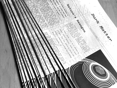 Dark Matter - Newspaper - Issue 1 black and white dark matter dots illustration newspaper pitch