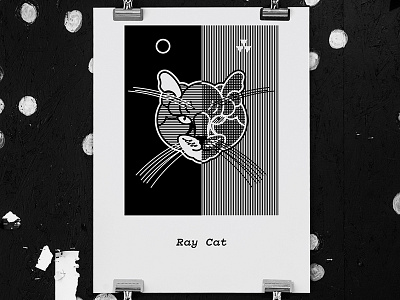 Dark Matter - Ray Cat black and white cat dark matter screen print screen printing