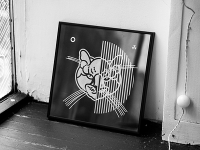 Ray Cat LP 99pi black and white cat kitty radiation ray cat screen printing silk screen