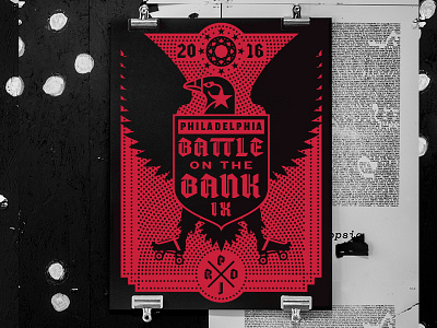 Battle on the Bank french paper poster roller derby screen print
