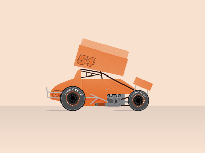 Sprint car illustration orange racecar sprint car