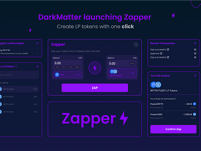 Dark Matter Defi - Zapper Tool Design branding design graphic design typography ui ux