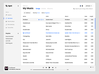 Spot - Music Software User Interface design graphic design ui ux