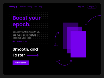 landing page purple/black design