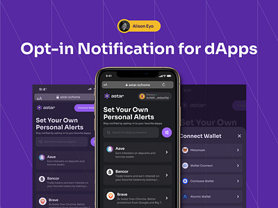 Opt-in Notification for dApps crypto dapp design notification product ui ux web3