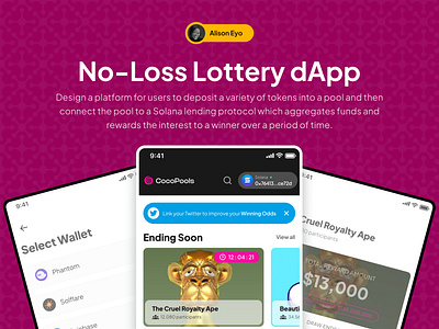 No-Loss Lotter dApp betting creatives crypto design staking ui ux web3
