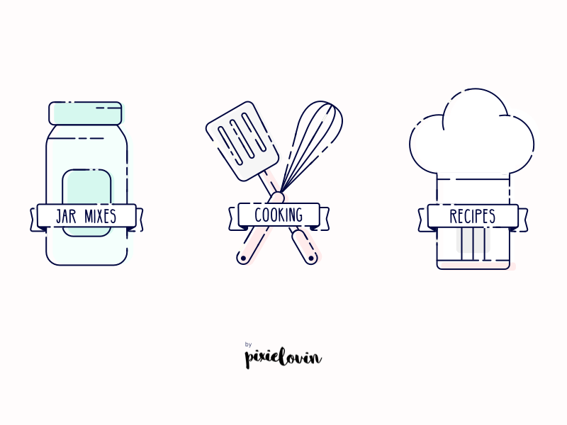 Kitchen icons design food cooking recipes utensils jar icon set ui tarful kitchen illustrations icons