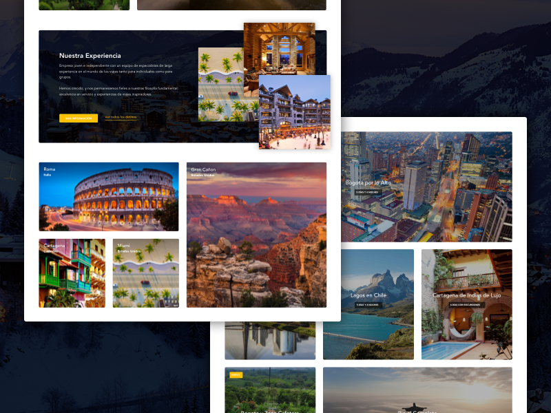 Travel cards booking listing tourism web ui ux lading page website journey experience travel card layout grid design