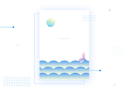 Poster-Ocean clean gradient graphic illustration ocean poster