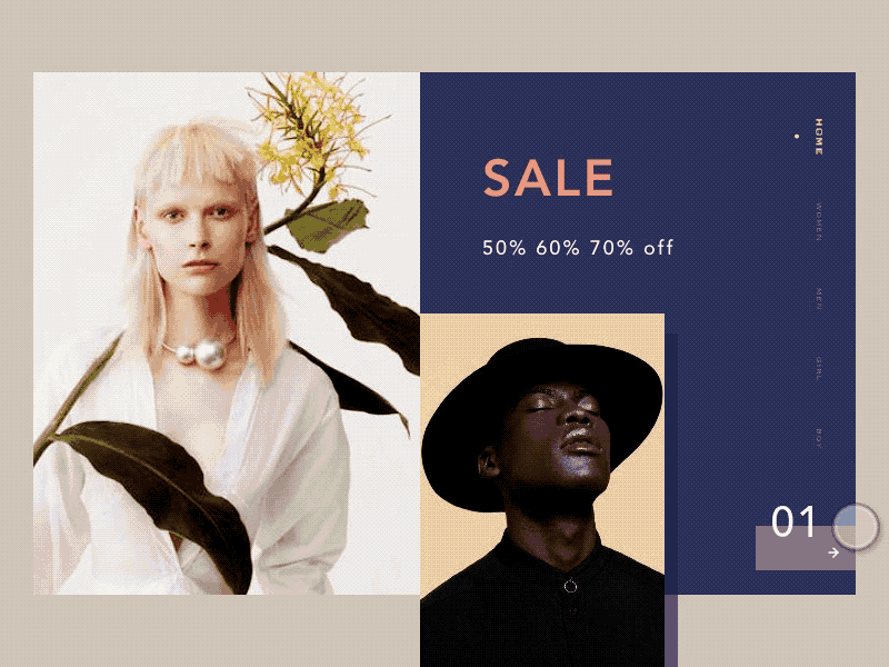 Animation-Fashion animation clean concept gif shopping web