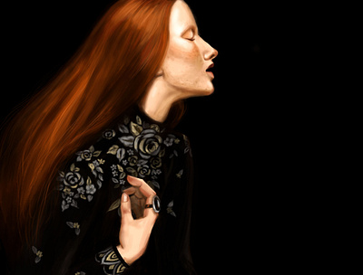 The Red-Haired Woman art classic digital digital art digital painting drawing elagant emotion portrait woman