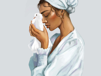 Peaceful... digital digital art digital painting emotion mood painting portrait praying woman