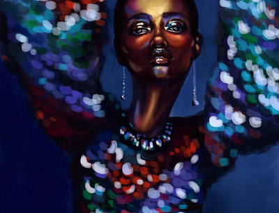 Bling bling colorful digital art digital painting drawing emotion glitter mood portrait sparkle woman