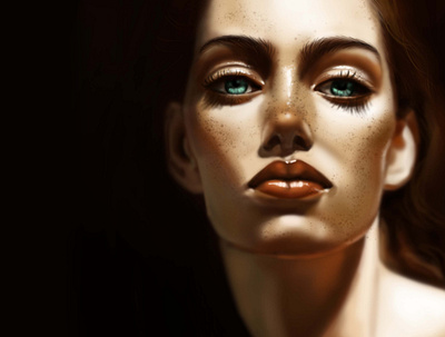Mid-night digital art digital painting drawing mood portrait wacom intuos woman